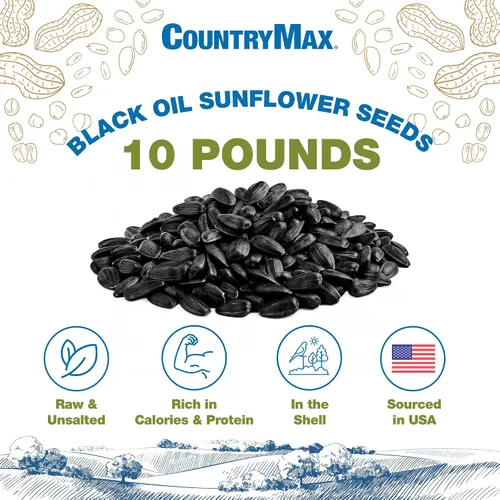 Vista 2 de CountryMax Backyard Seeds Semillas de Girasol de Aceite Negro (10 libras)