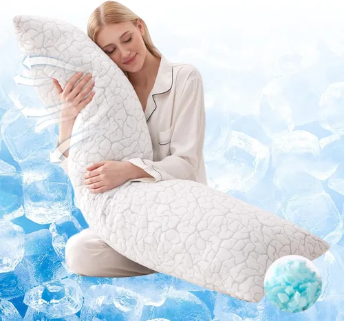 Vista 10 de Almohadas refrescantes para dormir, 1 paquete, almohadas de espuma viscoelástica trituradas ajustables de tamaño estándar, almohadas de cama firmes