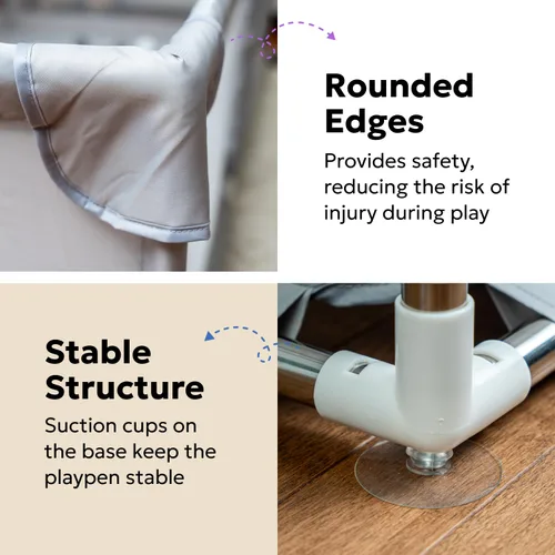 Vista 5 de MioTetto Corralito para bebés de 50 x 50 pulgadas, corralito portátil, corralito para bebés y niños pequeños con puerta y malla transpirable, patio