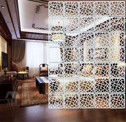 Vista 4 de Divisor blanco para colgar habitaciones, 12 piezas de paneles de madera y plástico para bricolaje, divisores de pared para decoración de habitación