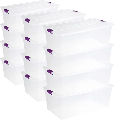 Vista 17 de Sterilite ClearView Latch - Caja de almacenamiento con ruedas para debajo de la cama, contenedor apilable con tapa, contenedor de plástico