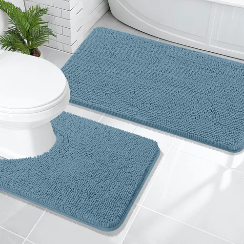 Vista 10 de OLANLY Juego de 2 alfombras de baño de felpilla suave y absorbente, antideslizantes, de secado rápido, lavables a máquina, accesorios de decoración