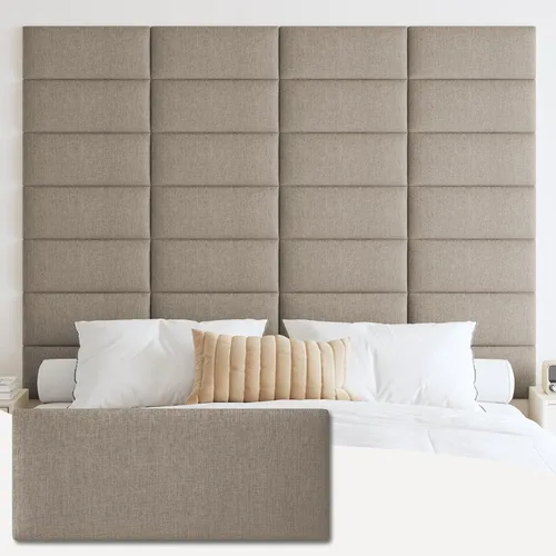 Vista 17 de IFNOW Cabecera tapizada para montar en la pared, paneles de pared 3D insonorizados para despegar y pegar, cabecero copetudo reutilizable y extraíble