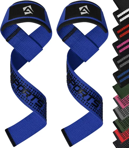 Vista 11 de AQF - Correas de muñeca para levantamiento de pesas, levantamiento de potencia y peso muerto – Correas de neopreno acolchadas de algodón de 58 cm