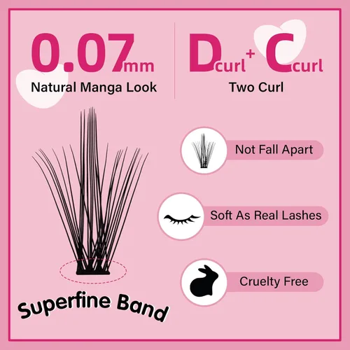 Vista 3 de PRO LASHBEAUTY Pestañas Individuales Estilo 3D 10-18mix Pestañas en Racimo 100D 200D Rizo D Pestañas Wispy Pestañas DIY en Casa