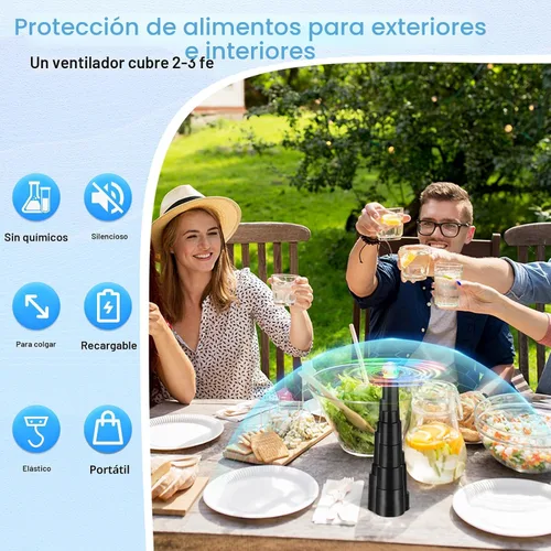 Vista 2 de Ventiladores de mosca para mesas, ventiladores de alimentos recargables