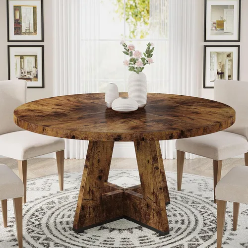 Vista 16 de Tribesigns Mesa de Comedor Redonda de 47 Pulgadas Mesa de Cocina de Madera para Comedor, Mesas de Dinner Room de 47" para 4-6, Muebles de Acento