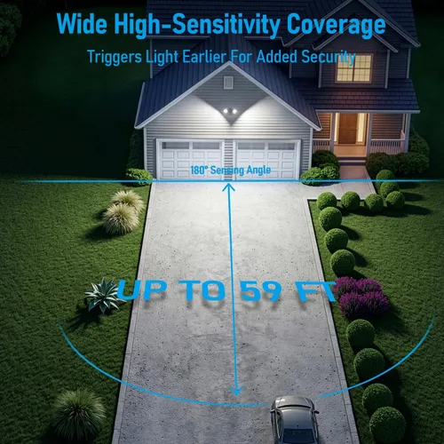 Vista 3 de Luz de seguridad LED con sensor circular, 2 cabezales 20W/3 cabezales 30W., LHSCT-20WRSS-WHT, 20.0watts, 130.00 volts COB LED Motion Detector