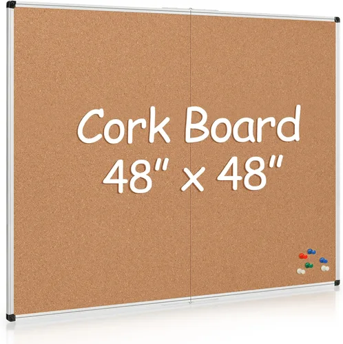 Vista 10 de Tablero de corcho Board2by 20 x 30 Pulgadas, Tablero de anuncios con marco de aluminio plateado, Tablero de corcho para pared de oficina, gran