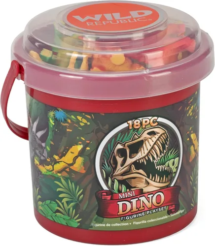 Vista 2 de Wild Republic Cubo de dinosaurio, juego de figuras de dinosaurio, T Rex, triceratops, velociraptor, estegosaurio y más, 18 piezas