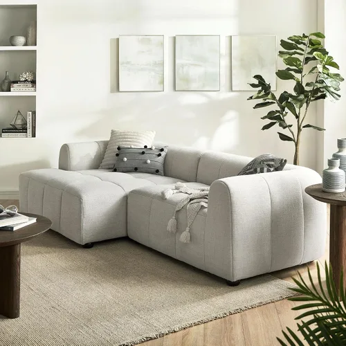 Modway Liana Sofá modular orientado hacia la izquierda con chaise in Linen – Moderno sofá modular – Sofá modular moderno – Tumbona tapizada de tela