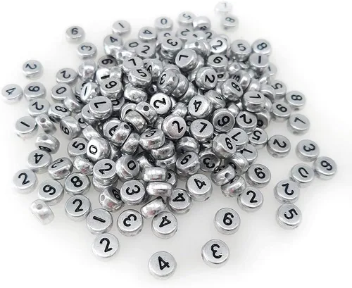 Vista 28 de 800 cuentas redondas blancas de letras del alfabeto acrílico de 4x7mm de la A a la Z, formas mixtas de plástico, cuentas sueltas a granel
