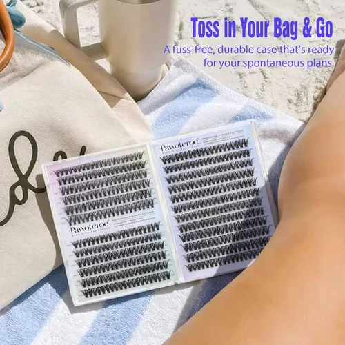 Vista 128 de Kit de extensión de pestañas Pawotence DIY 280 piezas, racimos de pestañas, kit de extensión de pestañas, 9-16mm, 30D, 40D, pestañas individuales
