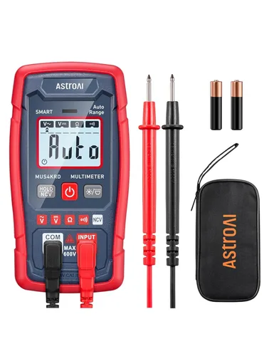 Vista 9 de AstroAI Probador de Multímetro, TRMS 4000 Cuentas Voltímetro de Rango Automático Ohmímetro Digital 1.5v/9v/12v Probador de Voltaje de Batería Mide