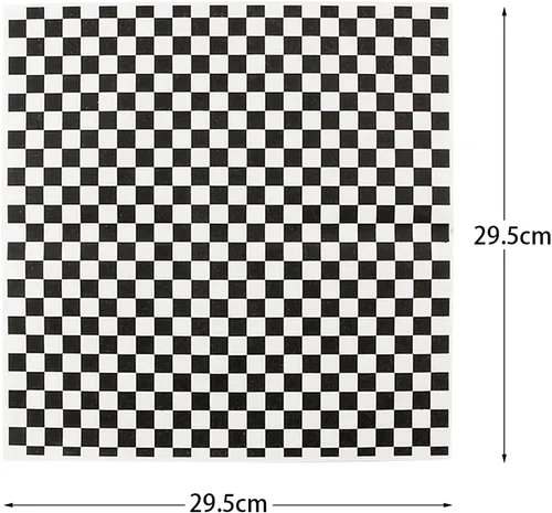 Vista 2 de 100 hojas de papel encerado a cuadros, envoltorios de papel para cestas de alimentos de plástico, envoltorios para pan y sándwiches (negro)