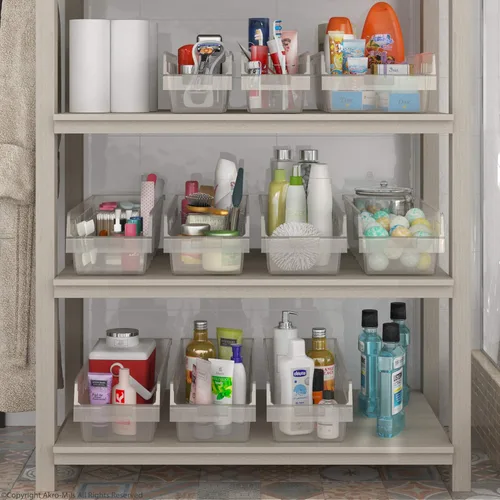 Vista 7 de Akro-Mils 30014 ShelfMax - Caja de almacenamiento de plástico, (24 x 11 x 6 pulgadas), transparente, (paquete de 6) (30014SCLAR)