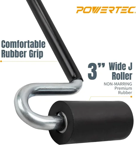 Vista 2 de POWERTEC Rodillo J de mango largo de 12", diámetro de 1-1/2", 3" de ancho, herramienta de rodillo de goma para laminado y chapa para bandas