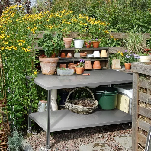 Vista 8 de Mesa de acero inoxidable para preparación y trabajo, 30 x 24 pulgadas, mesa de trabajo comercial de preparación de alimentos resistente NSF