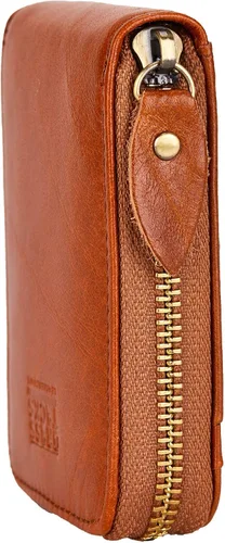 Vista 5 de BRASS TACKS Leathercraft Vintage Handmade Full Top Grain Leather Wallet RFID Blocking Multi Card Case with Zipper Pocket Card Holder for Men Women