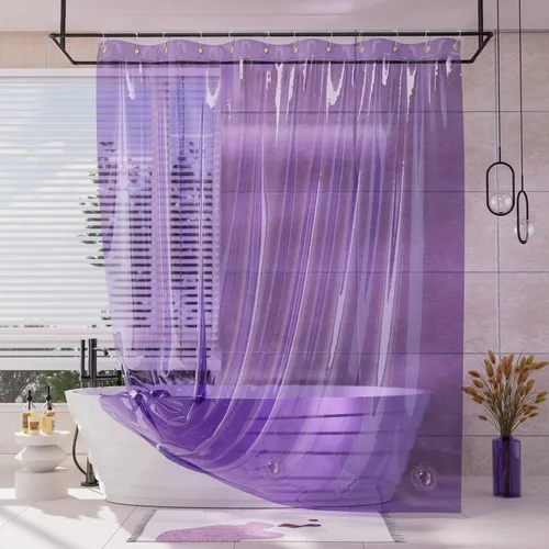 Vista 11 de AmazerBath Forro de cortina de ducha, 100% EVA, suave ámbar transparente, resistente, cortina de ducha y forro 2 en 1, 72 x 72 pulgadas, forro