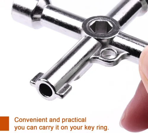 Vista 5 de ATOPLEE Llave de gabinete eléctrica, llave de 4 vías antioxidante pulida superficial, llave cruzada de triángulo/cuadrado/panel para grifo, medidor