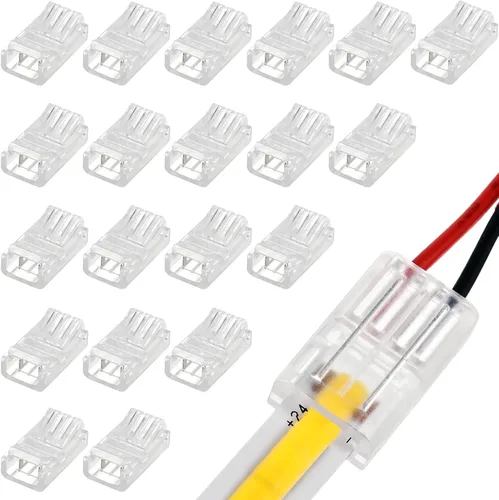 Vista 7 de COB - Conector de tira LED a cable, 20 conectores de adaptador LED impermeables, conectores de tira de luz LED transparentes sin soldadura para tira