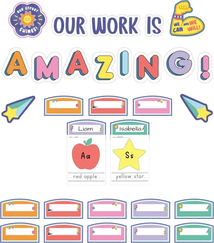 Vista 14 de Carson Dellosa Crafty and Cool Juego de Tablero de Anuncios Motivacional de 58 Piezas Bolsillos Llenos de Bondad, Decoración de Aula con Tema