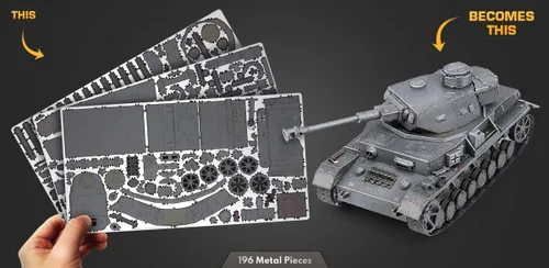 Vista 2 de Metal Earth Serie Premium Panzer IV Tank 3D Kit de Modelo de Metal Fascinaciones