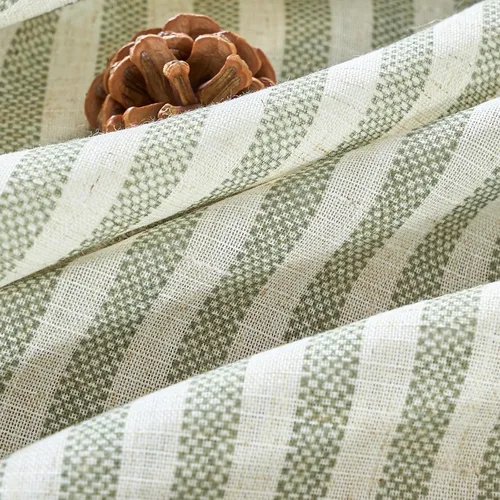 Vista 3 de Vangao Cortinas de lino a rayas verdes de 63 pulgadas de largo para sala de estar, dormitorio, cortinas de lino con filtro de luz, cortinas