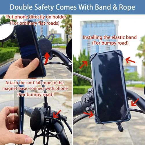 Vista 6 de Soporte magnético para teléfono de bicicleta, soporte magnético para teléfono para bicicleta, cochecito, scooter, cinta de correr, motocicleta
