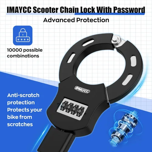Vista 4 de IMAYCC Candado para Scooter, Candados para Scooter Eléctrico de Combinación de 4 Dígitos Antirrobo de Servicio Pesado Reiniciable con 3 Llaves