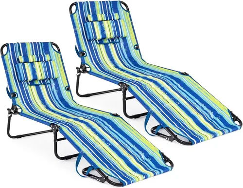Vista 22 de Tangkula Sillón de playa, reclinable plegable para tomar el sol con agujero frontal, silla de bronceado boca abajo con respaldo ajustable de 4
