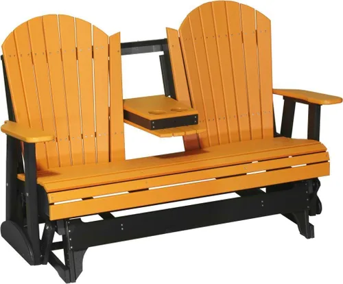 Vista 23 de LuxCraft Deslizador Adirondack de 5 pies con consola plegable Gris paloma sobre negro