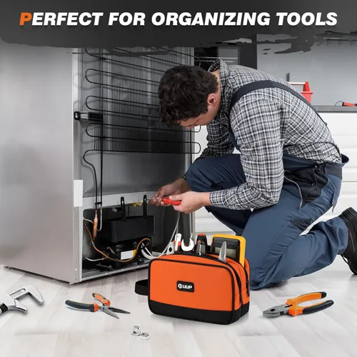 Vista 6 de Bolsa de herramientas UUP de 10 pulgadas, bolsa de herramientas con cremallera de dos compartimentos resistente, bolsa de herramientas de utilidad