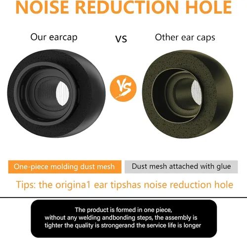 Vista 3 de Pohgelan Almohadillas de repuesto de espuma viscoelástica compatibles con AirPods Pro de 2ª/1ª generación, con orificio de reducción de ruido