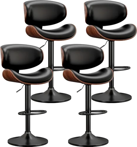 Vista 15 de YaFiti Swivel Bar Stools for Kitchen Counter, Adjustable Bentwood Barstools, Bar Stool with Back and Footrest, for Bar, Kitchen(Black 1PCS)