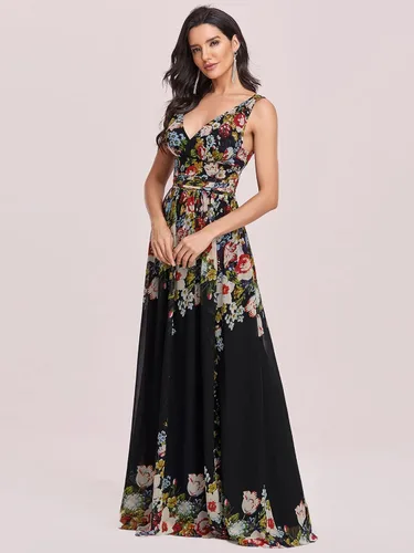 Vista 3 de Ever-Pretty - Vestido de noche largo, sin mangas, con cuello en V, semiformal, 09016