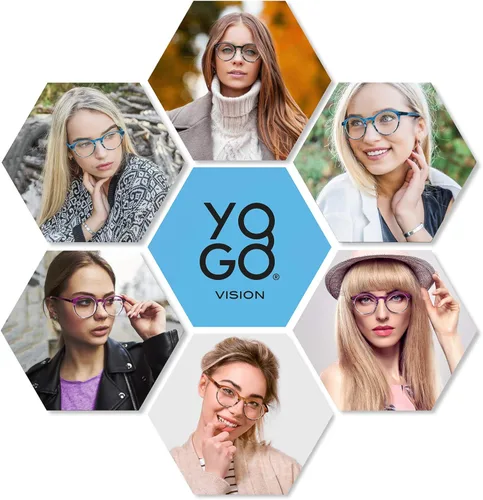 Vista 6 de Yogo Vision Reading Glasses for Women Men Blue Light Blocking Reading Glasses Round Readers