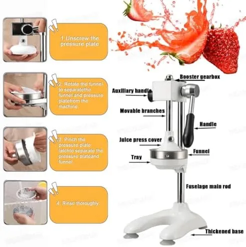 Vista 6 de Professional Stainless Steel Citrus Juicer, Manual Hand Press Fruit Juicer for Orange, Lemon, Lime, Pomegranate - Durable, Nutrient-Retaining