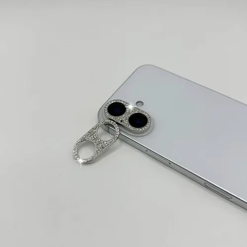 Vista 16 de Paquete de 2 protectores de lente de cámara con purpurina para iPhone 11/iPhone 12 Mini, protector de metal con diamantes brillantes para lente