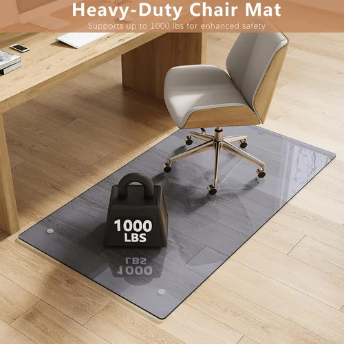 Vista 3 de Alfombrilla de cristal templado gris para silla de 30 x 48