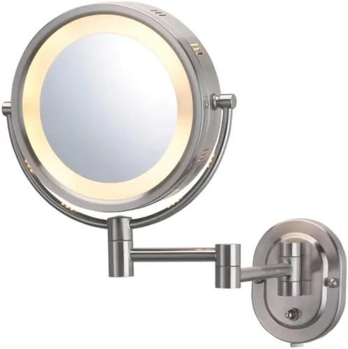 Vista 10 de JERDON Espejo de maquillaje montado en la pared con aumento 5X - Espejo de maquillaje negro con luces LED - Enchufe - Modelo HL65BK