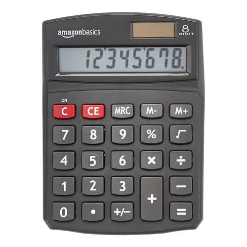Vista 4 de Yaxa Basics Calculadora de escritorio LCD de 8 dígitos, portátil y fácil de usar, color negro, paquete de 1