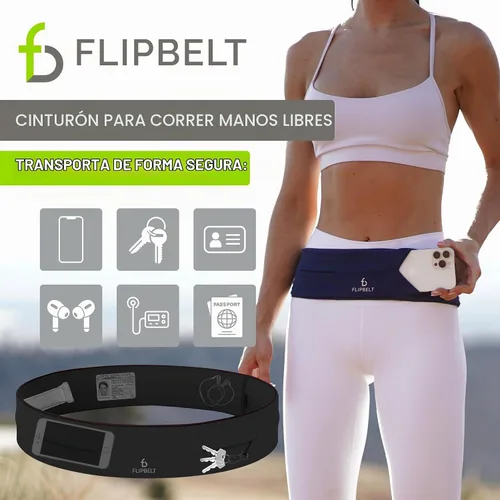 Vista 2 de FlipBelt - Cinturón de correr clásico, riñonera para correr unisex, empresa de EE. UU Negro