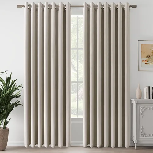 Vista 35 de Cortinas de Lino Beige con Bloqueo Total de Luz de 64 Pulgadas de Largo, Lino Sintético Texturizado con Bloqueo de Calor y Aislamiento Térmico