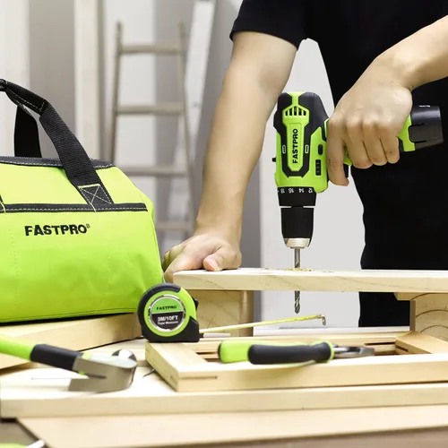 Vista 6 de FASTPRO Juego de 175 piezas de taladro inalámbrico de 12 V, taladro con controlador y kit de herramientas para el hogar, herramienta de reparación
