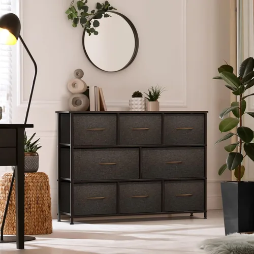 Vista 2 de Sorbus Cómoda con 8 cajones - Mueble para almacenar ropa para niño, para dormitorio, pasillo, clóset, oficina – Marco de acero, parte superior