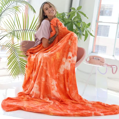 Vista 9 de Ailemei Direct Manta de Tie Dye Arcoíris para Niñas, Manta de Vellón Suave y Cálida para la Cama para Niñas Pequeñas, Lindas Mantas Decorativas