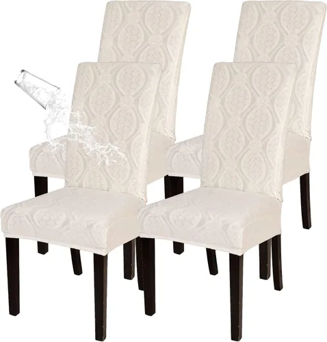 Vista 12 de SearchI Juego de 4 fundas impermeables para sillas de comedor, fundas elásticas para sillas Parsons extraíbles, lavables, fundas protectoras