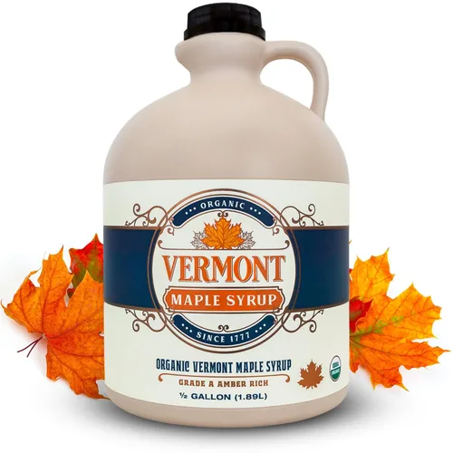 Vista 6 de Vermont Maple Syrup - Jarabe de arce orgánico de grado A, ámbar rico de 32 oz - Jarabe de arce 100% puro y auténtico para panqueques, waffles y más